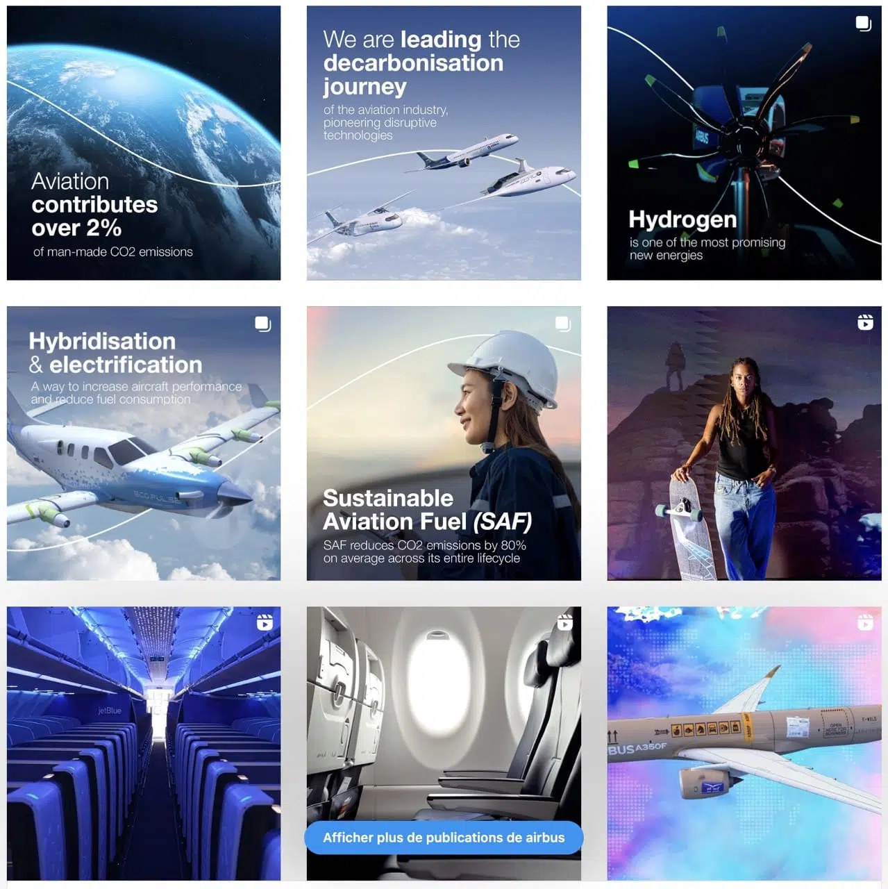 Réseaux sociaux : Le feed instagram d'Airbus